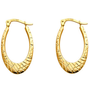 14KY DC Oval Hollow Earrings (15X26mm)