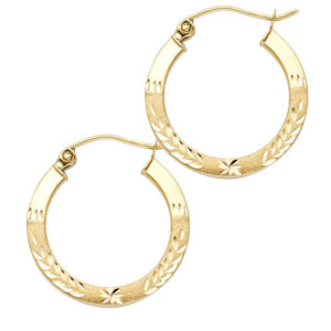 14KY Budded DC Square Tube Hoop Earrings (20mm)