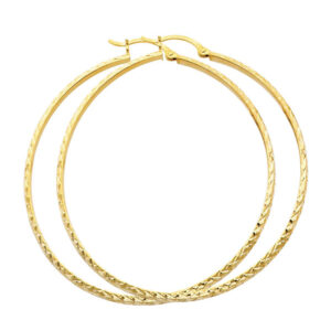 14KY DC 2.8mm Hollow Round Tube Hoop Earrings (45mm)