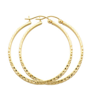 14KY DC 2.8mm Hollow Round Tube Hoop Earrings (35mm)