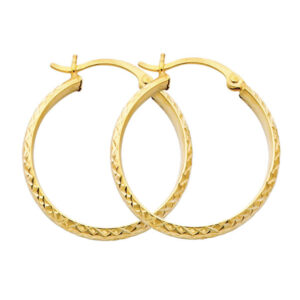 14KY DC 2.8mm Hollow Round Tube Hoop Earrings (25mm)