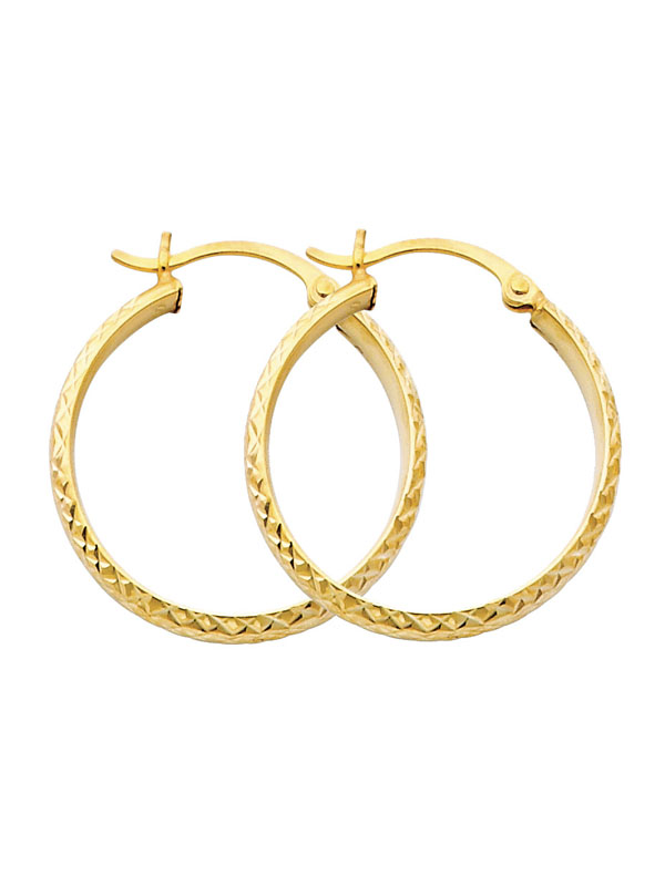 14KY DC 2.8mm Hollow Round Tube Hoop Earrings (25mm)