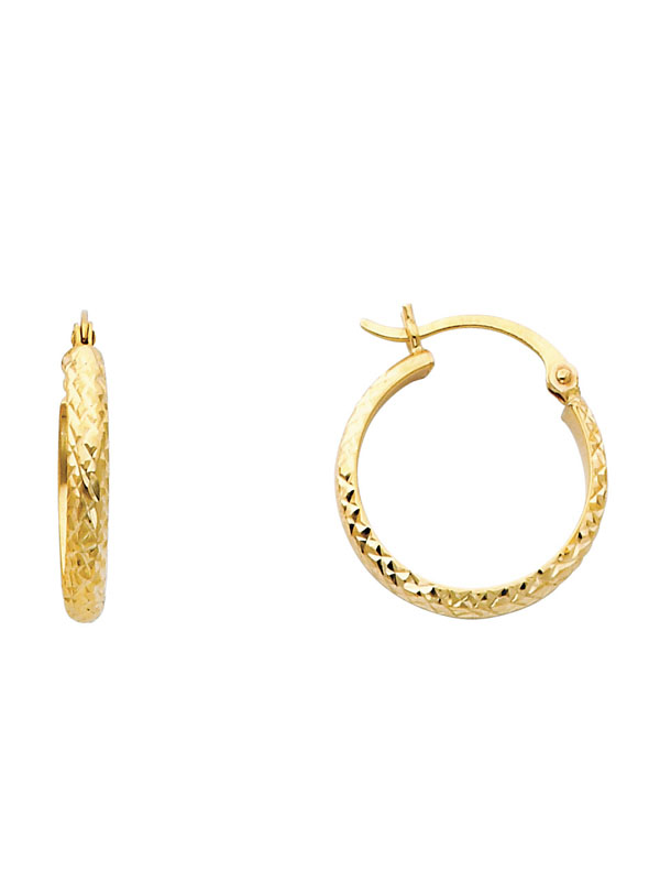 14KY DC 2.8mm Hollow Round Tube Hoop Earrings (20mm)