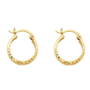 14KY DC 2.8mm Hollow Round Tube Hoop Earrings (15mm)