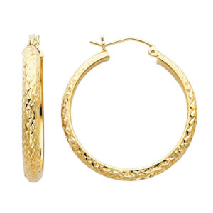 14KY DC 3.5mm Hollow Round Tube Hoop Earrings (30mm)