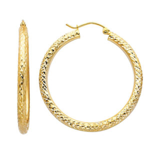 14KY DC 3.0mm Round Hoop Earrings (35mm)