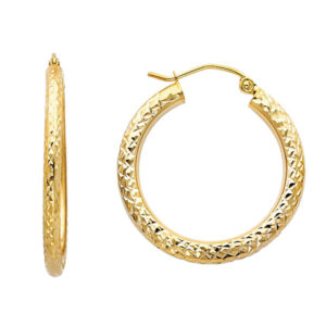 14KY DC 3.0mm Round Hoop Earrings (25mm)