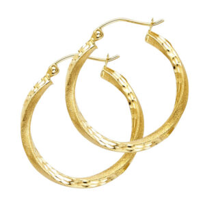 14KY SF DC 2.6mm Swirl Hoop Earrings (25mm)