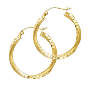 14KY SF DC 2.6mm Swirl Hoop Earrings (20mm)