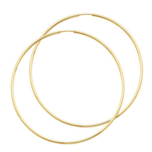 14KY 1.5mm Round Tube Polished Endless Hoop Earrings (55mm)