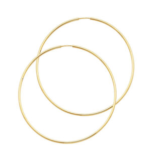 14KY 1.5mm Round Tube Polished Endless Hoop Earrings (45mm)