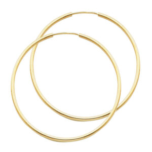 14KY 1.5mm Round Tube Polished Endless Hoop Earrings (35mm)