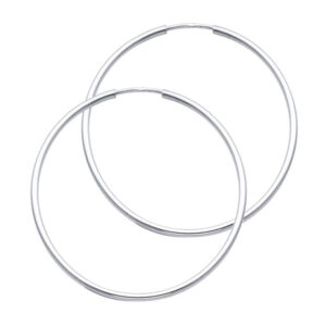 14KY 1.5mm Round Tube Polished Endless Hoop Earrings (35mm)
