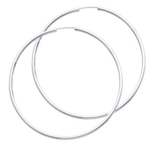 14KW 2mm Round Tube Polished Endless Hoop Earrings (65mm)