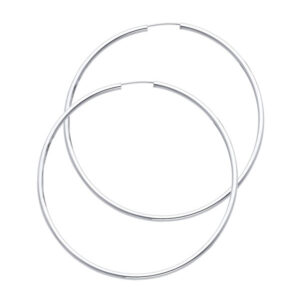 14KW 2mm Round Tube Polished Endless Hoop Earrings (55mm)
