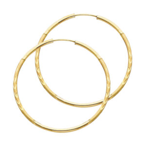 14KY 1.5mm Budded DC Endless Hoop Earrings (38mm)