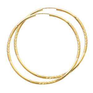 14KY 2mm Budded DC Endless Hoop Earrings (60mm)