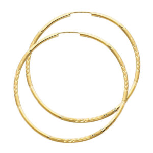 14KY 2mm Budded DC Endless Hoop Earrings (50mm)