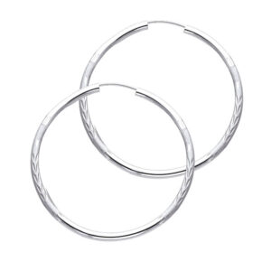 14KW 2mm Budded DC Endless Hoop Earrings (40mm)