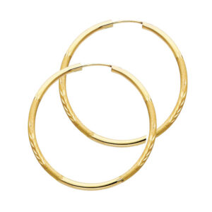 14KY 2mm Budded DC Endless Hoop Earrings (30mm)
