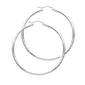 14KW 2mm Budded DC Round Tube Hoop Earrings (35mm)