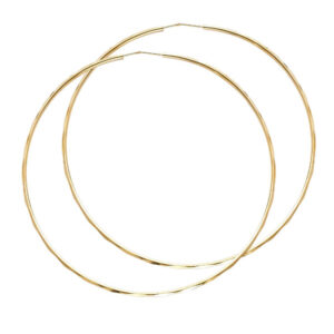 14KY 1.5mm Faceted Round Tube Hoop Earrings (65mm)