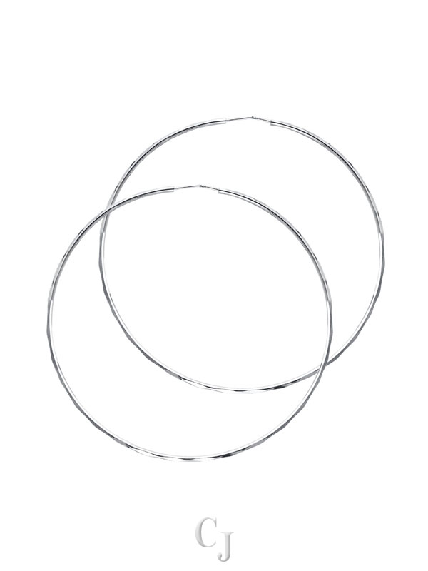 14KW 1.5mm Faceted Round Tube Hoop Earrings (55mm)