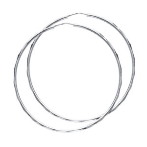 14KW 1.5mm Faceted Round Tube Hoop Earrings (45mm)