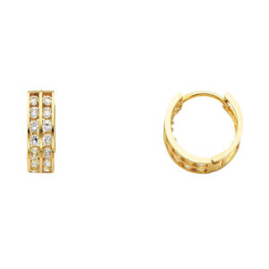 14KY Double CZ Huggies Earrings