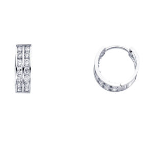 14KW Double CZ Huggies Earrings