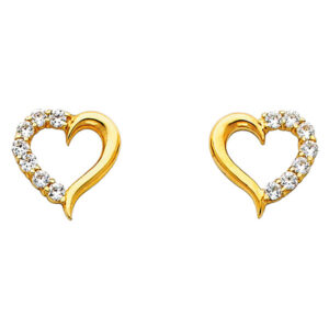 14KY Heart CZ Earrings