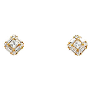 14KY Square CZ Earrings