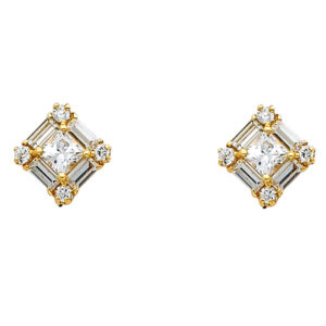 14KY Square CZ Earrings