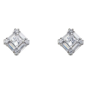 14KW Square CZ Earrings