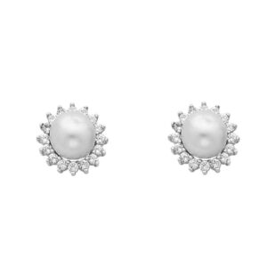 14KW CZ Pearl Earrings