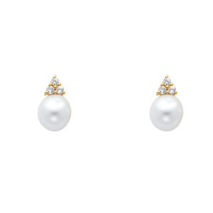 14KY CZ Pearl Earrings