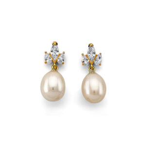14KY CZ Pearl Earrings