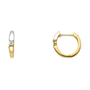 14K 2T CZ Huggies Earrings