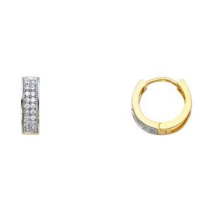 14K 2T 2 Line CZ Huggies Earrings