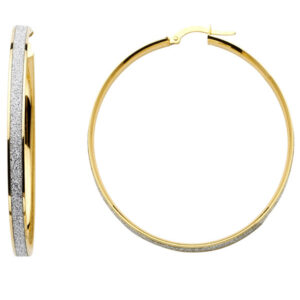 14KY Spark Round Hoop Earrings (35mm)