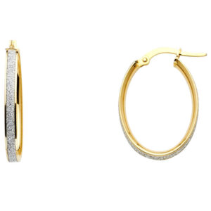 14KY Spark Oval Hoop Earrings (20mm)