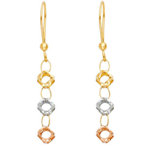 14K 3C Perforated 3Ball Hanging Earrings (3C)