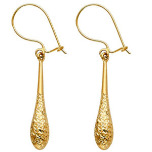 14KY DC Hollow Tear Drop Hanging Earrings