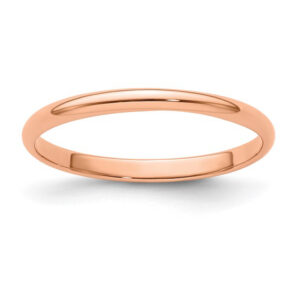 14k Rose Gold 2mm Lightweight Half Round Wedding Band