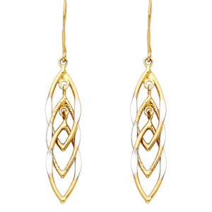 14K 2T MUL Hang Hollow Design Tube Earrings