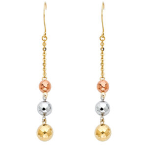 14K 3C 3 Disco Ball Hanging Earrings