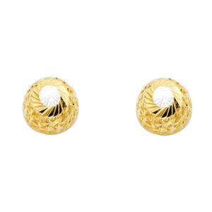 14K 2T 9.5mm DC Hollow Ball Earrings with Push-back