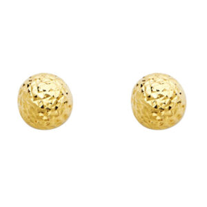 14Y 9.5mm DC Hollow Ball Earrings with Push-back