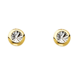 14K 2T ST DC Round Earrings with Push-back