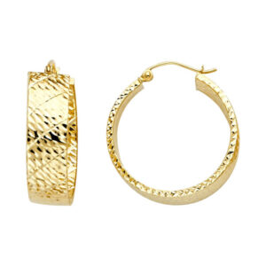 14KY Hollow Wide Full DC Hoop Earrings